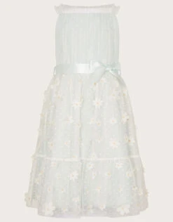 Amour Fashion 8 Polka Dot Daisy Tiered Dress Blue