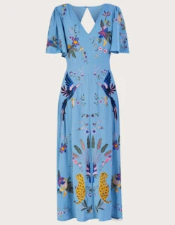 MONSOON Audra Embroidered Tea Dress In Recycled Polyester Blue -Amour Fashion 01 64019302 5