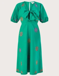 MONSOON Embroidered Flower Midi Dress Green -Amour Fashion 01 64031707 5