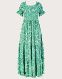 MONSOON Gigi Print Bardot Maxi Dress In Sustainable Viscose Green -Amour Fashion 01 64043407 5