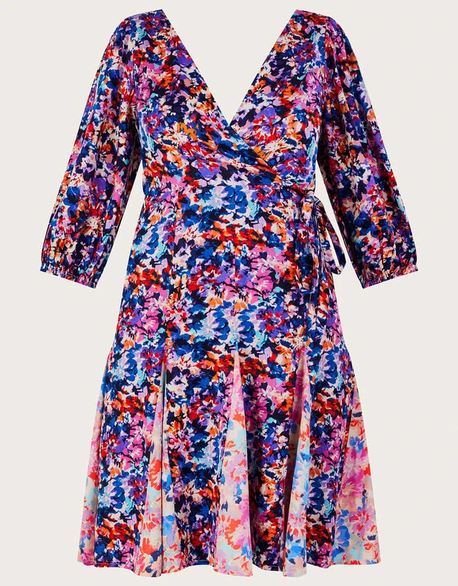 MONSOON Palmer Print Pleated Dress In Sustainable Viscose Blue 7 MONSOON Palmer Print Pleated Dress In Sustainable Viscose Blue - Image 5