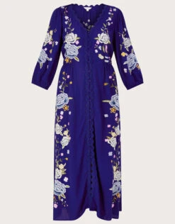 MONSOON Olla Floral Embroidered Tea Dress In Sustainable Viscose Blue -Amour Fashion 01 64043902 5