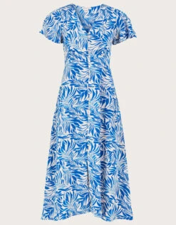 MONSOON Florence Leaf Print Tea Dress In Sustainable Viscose Blue 13 MONSOON Florence Leaf Print Tea Dress In Sustainable Viscose Blue -Amour Fashion 01 64045102 5