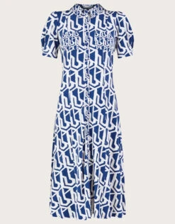 MONSOON Rizzoli Geometric Print Shirt Dress Blue 11 MONSOON Rizzoli Geometric Print Shirt Dress Blue -Amour Fashion 01 64072532 5