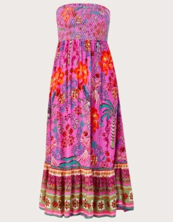 MONSOON Bandeau Palm Print Dress In LENZING™ ECOVERO™ Pink -Amour Fashion 01 64178210 5