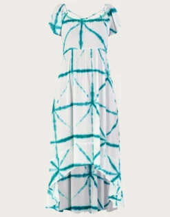 MONSOON Tie Dye Cross Print High Low Dress In LENZING™ ECOVERO™ White -Amour Fashion 01 64178313 5
