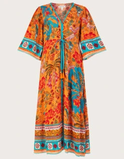 MONSOON Palm Print Dress In LENZING™ ECOVERO™ Orange -Amour Fashion 01 64178515 5