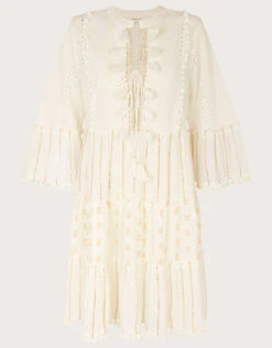 MONSOON Metallic Tassel Kaftan Dress Ivory -Amour Fashion 01 64181146 5