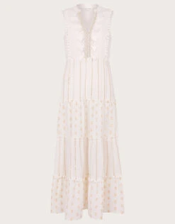 MONSOON Metallic Maxi Kaftan Dress Ivory -Amour Fashion 01 64181346 5