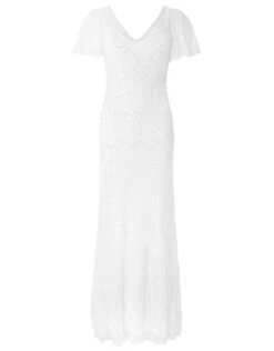 MONSOON Kitty Embellished Flutter Sleeve Bridal Dress Ivory -Amour Fashion 01 84012146 4
