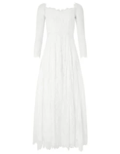 MONSOON Cecily Bridal Bardot Lace Maxi Dress Ivory -Amour Fashion 01 84013146 4