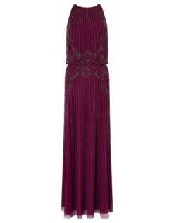 MONSOON Belle Bead Embellished Maxi Dress In Recycled Fabric Red -Amour Fashion 01 95061219 4