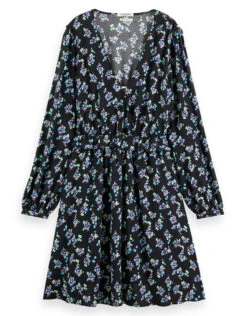 Scotch And Soda Elasticated Waist Floral Mini Dress Black -Amour Fashion 02 41493101 1