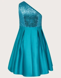 MONSOON Connie Sequin One-Shoulder Prom Dress Teal -Amour Fashion 02 41900540 3
