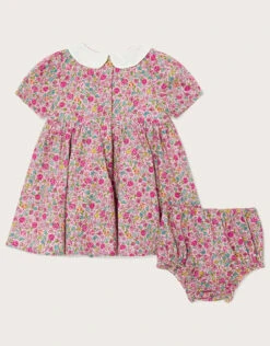MONSOON Newborn Shirred Ditsy Smock Dress Set Pink -Amour Fashion 02 51214012 3
