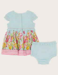 MONSOON Newborn Tulip Print Dress And Briefs Set Blue -Amour Fashion 02 51216302 3
