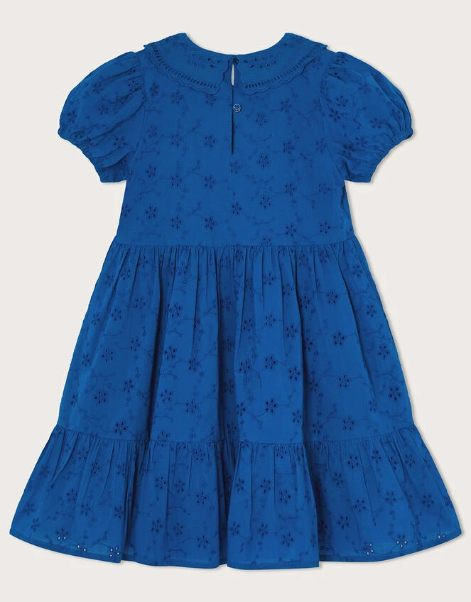 MONSOON Broderie Point Collar Dress Blue 4 MONSOON Broderie Point Collar Dress Blue - Image 2