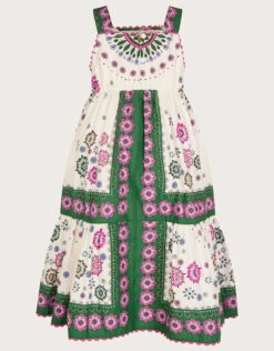 MONSOON MINI ME Scarf Print Midi Dress Green -Amour Fashion 02 51322307 3
