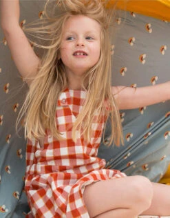 Little Green Radicals Check Print Pinafore Dress Red -Amour Fashion 02 51329614 2