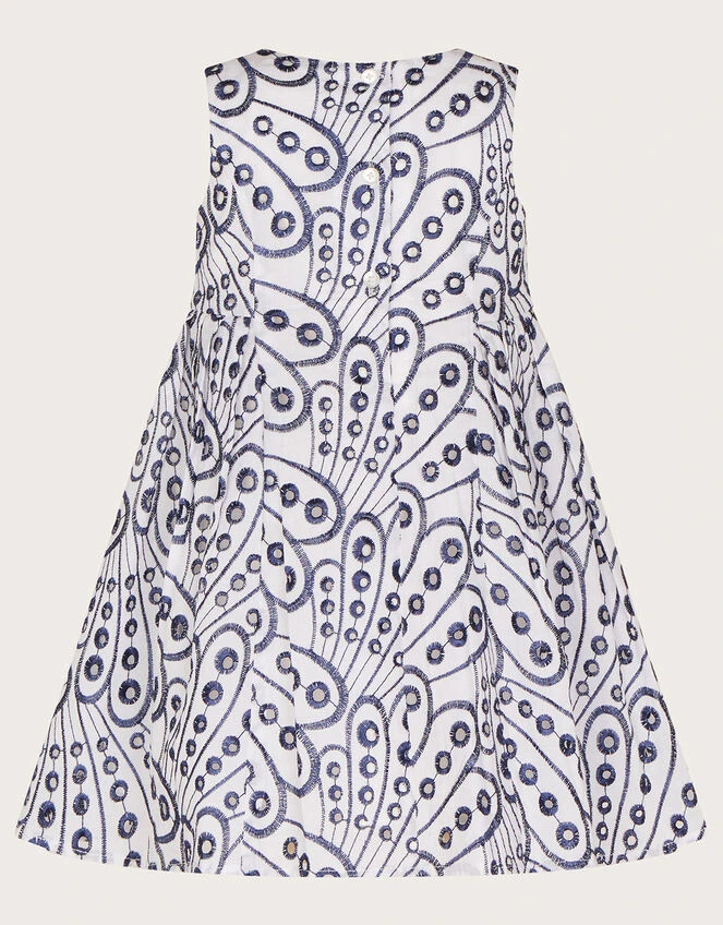 MONSOON Baby Butterfly Wing Embroidered Dress Blue 4 MONSOON Baby Butterfly Wing Embroidered Dress Blue - Image 2