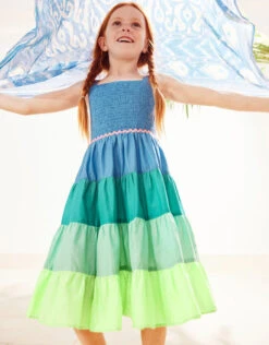 MONSOON Shirred Colourblock Beach Dress Green -Amour Fashion 02 51615507 6