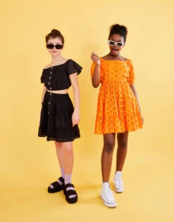 MONSOON Broderie Puff Sleeve Dress Orange -Amour Fashion 02 51630530 6