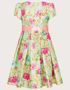 MONSOON Baroque Rose Foil Print Dress Green -Amour Fashion 02 51816409 3