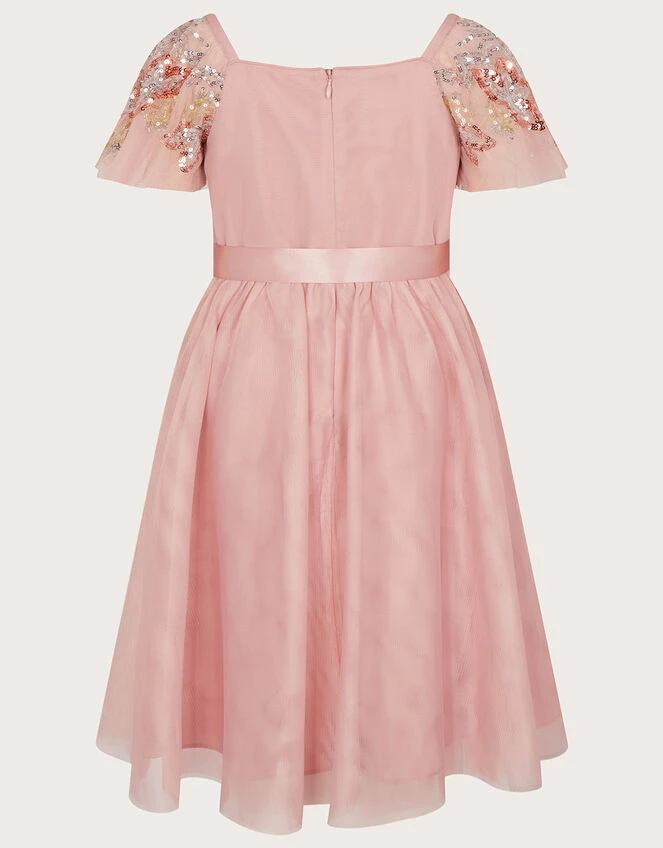 MONSOON Embellished Sequin Flutter Sleeve Dress Pink 4 MONSOON Embellished Sequin Flutter Sleeve Dress Pink - Image 2