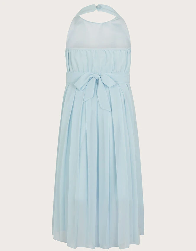 MONSOON Hallie Halter Neck Chiffon Dress Blue 4 MONSOON Hallie Halter Neck Chiffon Dress Blue - Image 2