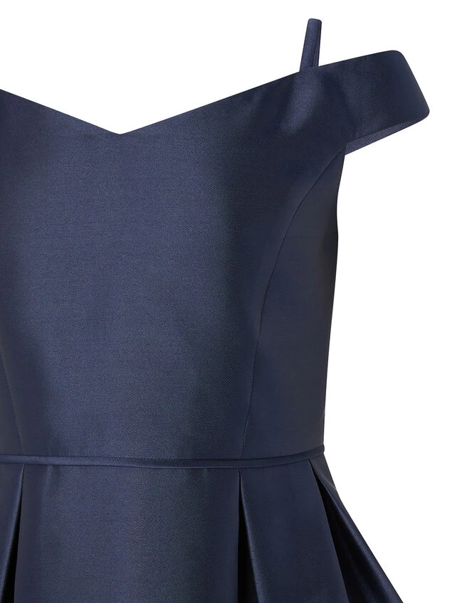 MONSOON Duchess Twill Bardot Prom Dress Blue 5 MONSOON Duchess Twill Bardot Prom Dress Blue - Image 3