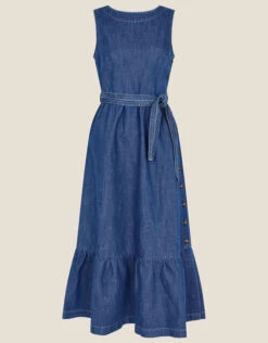 MONSOON Hemp Denim Sleeveless Tiered Dress Blue -Amour Fashion 03 34067539 4