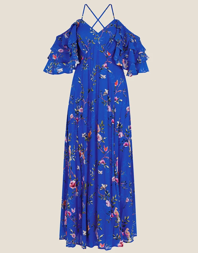 MONSOON Berrie Midi Dress In Sustainable Viscose Blue 6 MONSOON Berrie Midi Dress In Sustainable Viscose Blue - Image 4