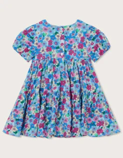 MONSOON Baby Floral Puff Sleeve Dress Blue -Amour Fashion 03 51213402 2