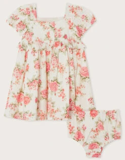 MONSOON Newborn Rose Floral Broderie Dress And Briefs Set Orange -Amour Fashion 03 51218510 3