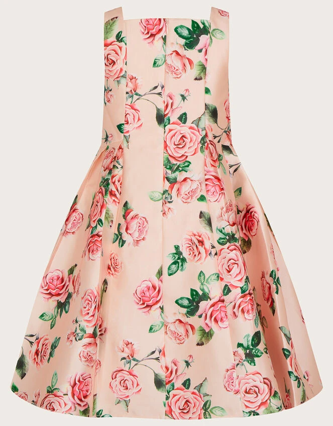 MONSOON Rose Print Duchess Twill Dress Pink 5 MONSOON Rose Print Duchess Twill Dress Pink - Image 3