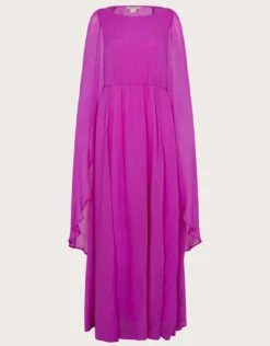 MONSOON Corinne Cape Maxi Dress In Sustainable Viscose Pink -Amour Fashion 03 54285810 4