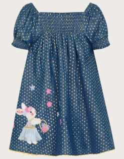 MONSOON Baby Foil Spot Character Chambray Dress Blue -Amour Fashion 03 61200802 3