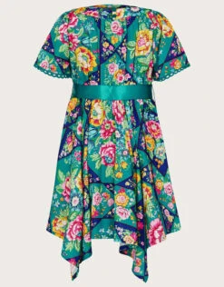MONSOON Patchwork Print Hanky Hem Dress Teal -Amour Fashion 03 61409040 3