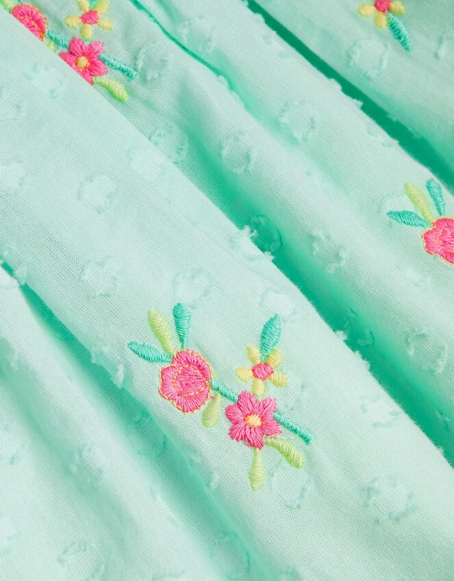 MONSOON Baby Dobby Embroidered Floral Dress Blue 5 MONSOON Baby Dobby Embroidered Floral Dress Blue - Image 3