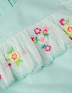 MONSOON Embroidered Scallop Frill Dress Blue -Amour Fashion 04 51326603 4