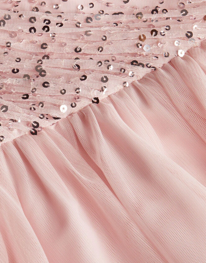 MONSOON Abigail Sequin Bardot Prom Dress Pink 6 MONSOON Abigail Sequin Bardot Prom Dress Pink - Image 4