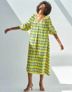 DEEBA Oozie Print Dress Yellow -Amour Fashion 04 54292514 3
