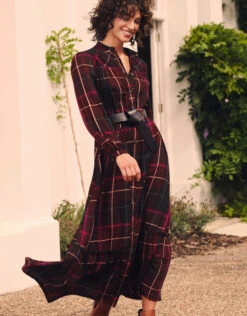 MONSOON Check Print Dress In LENZING™ ECOVERO™ Red -Amour Fashion 05 34118024 6