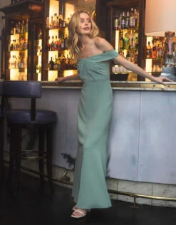 MONSOON Beatrice Crepe Bardot Maxi Dress Green -Amour Fashion 05 54076127 6