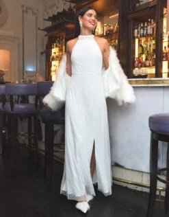 MONSOON Nikita Embellished Halter Bridal Maxi Dress Ivory -Amour Fashion 05 54078046 6