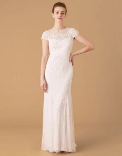 MONSOON Sophie Beaded Floral Bridal Dress Ivory