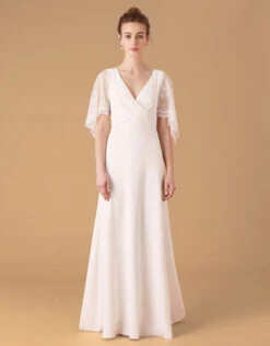 MONSOON Linda Lace Angel Sleeve Bridal Dress Ivory