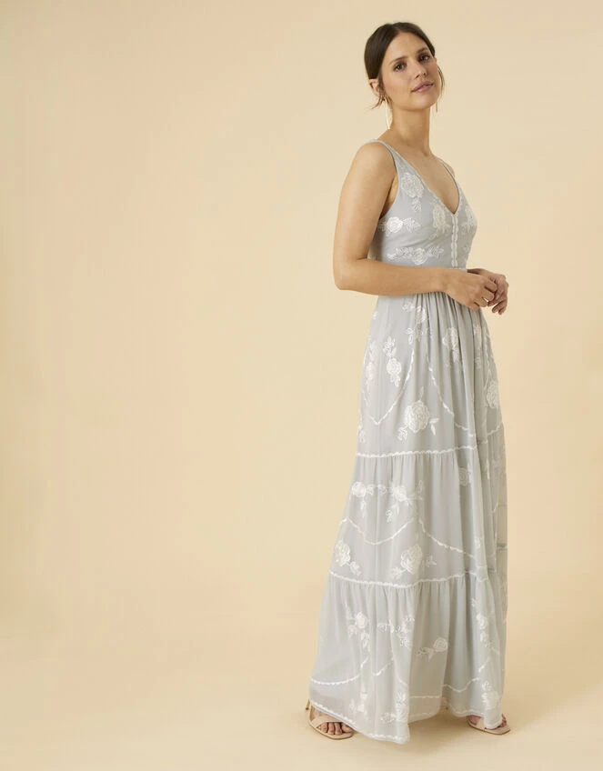 MONSOON Alexis Embellished Maxi Dress Silver 3 MONSOON Alexis Embellished Maxi Dress Silver