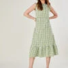 MONSOON Gingham Print Tiered Dress Green -Amour Fashion 21 34059407 1