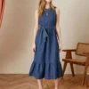 MONSOON Hemp Denim Sleeveless Tiered Dress Blue -Amour Fashion 21 34067539 1